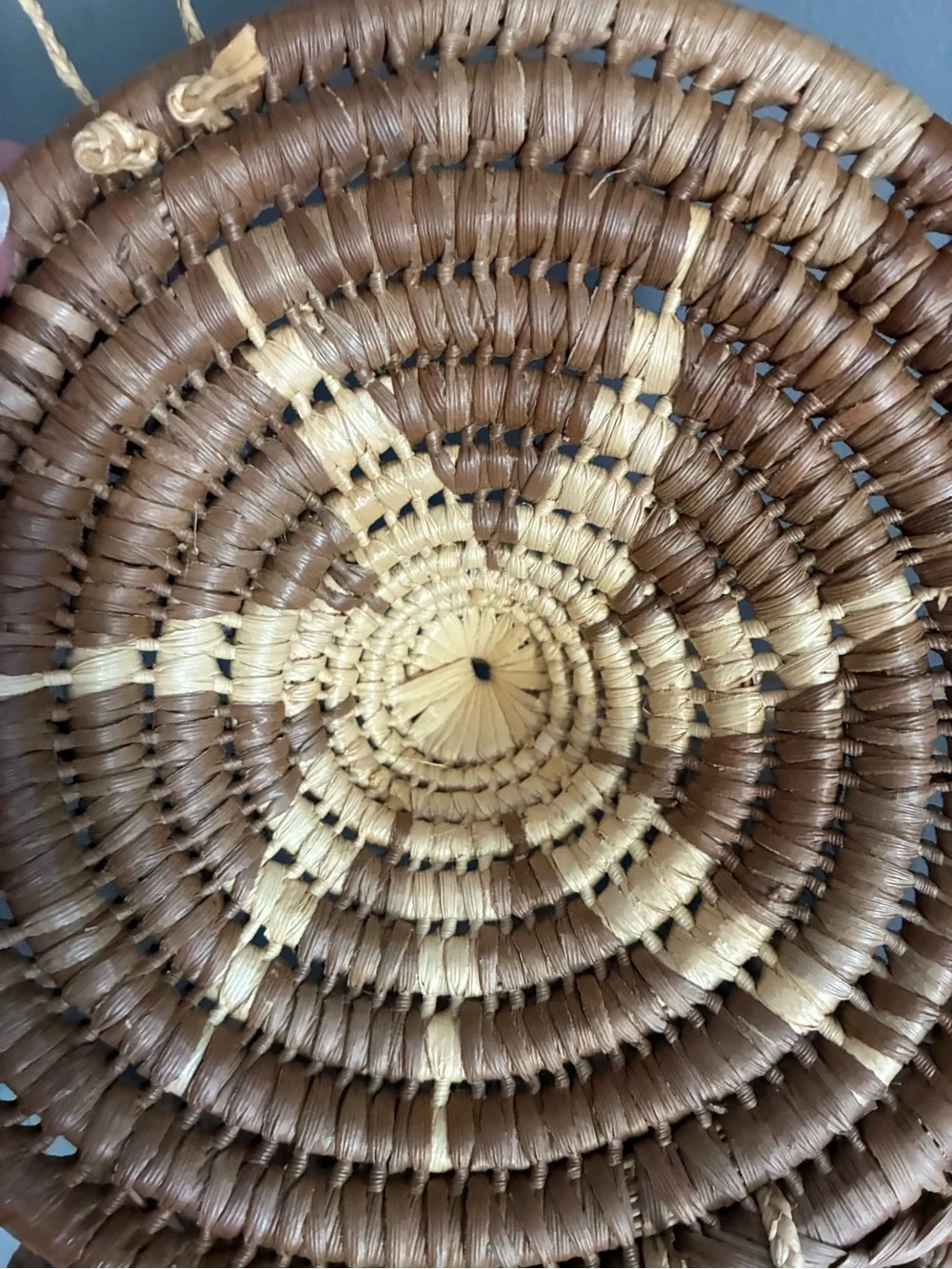 Handmade Lidded African Coiled Basket with Handles Natural Woven Storage Basket